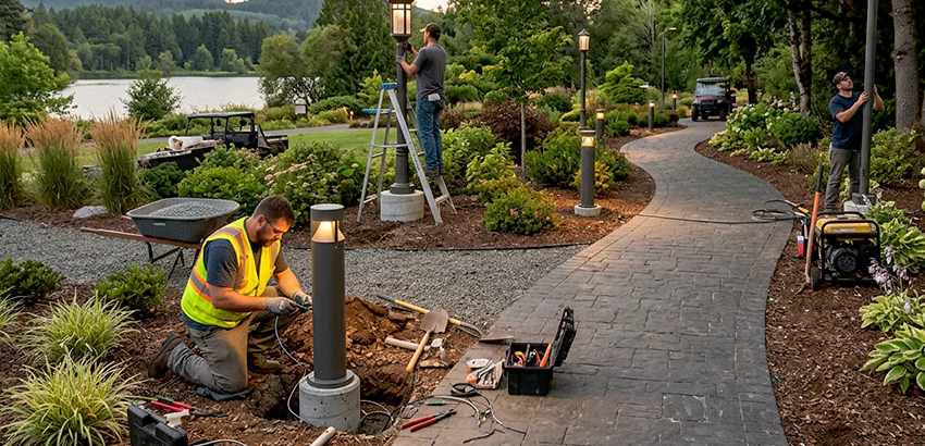 Landscape Post, Pole, and Bollard Lighting Installation in Colbert